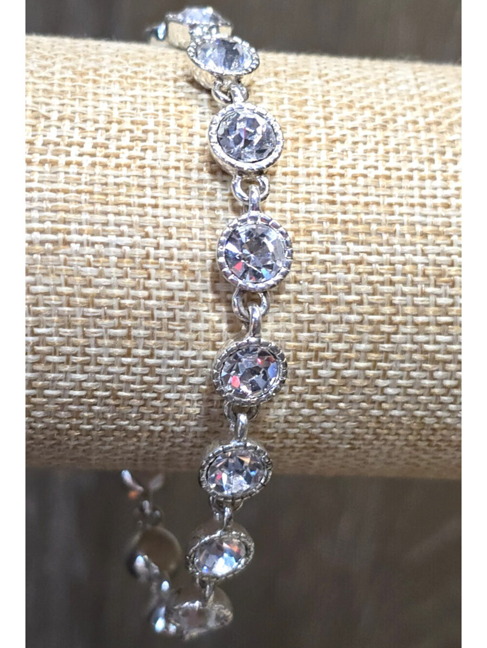 Avon Silver Tone Rhinestone Tennis Bracelet  w Extender